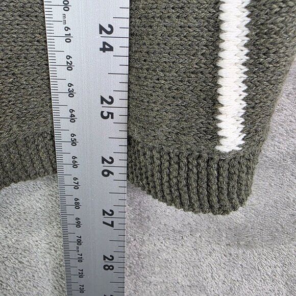 Mens Zara Green Knit Sweater Orange & White Stripes Short Sleeve Size M - Picture 7 of 8